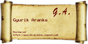 Gyurik Aranka névjegykártya